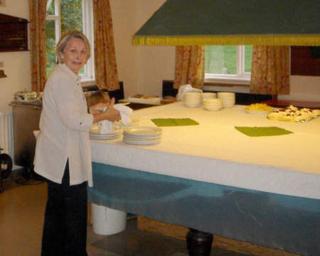 Ann polishing the plates